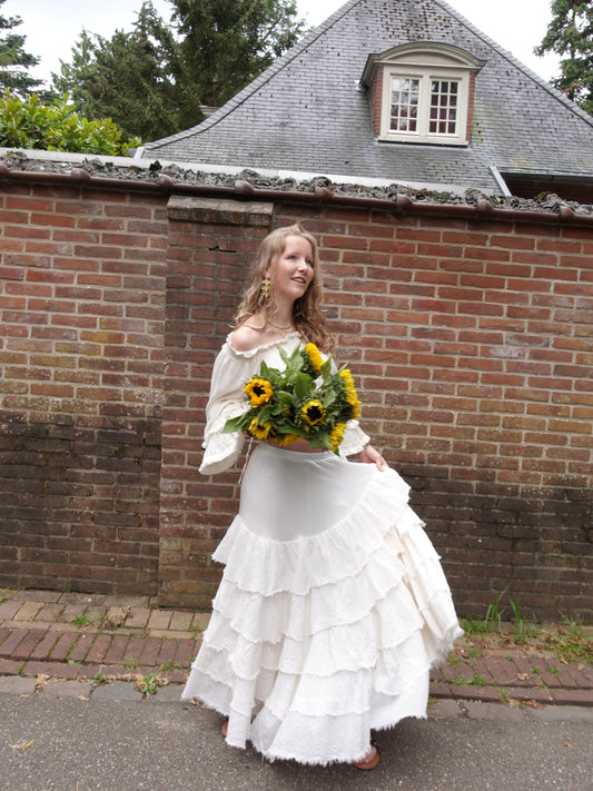 Off-schouder Crop Top met Franjes en Straps