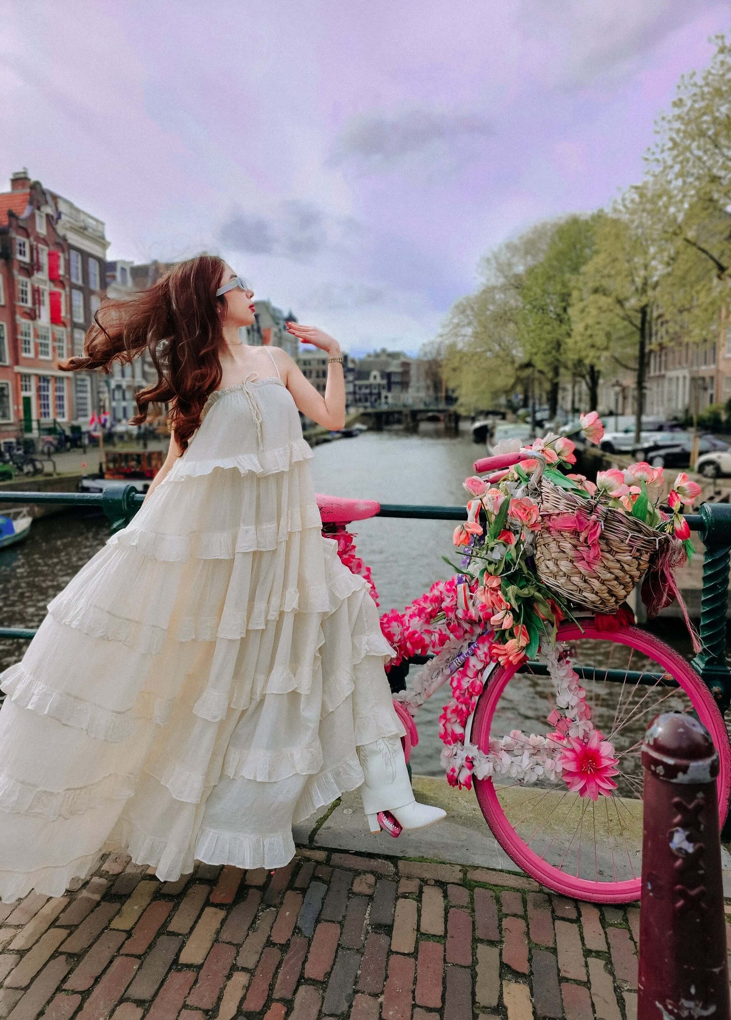 Multi-tiered-Voluminous-Spaghetti-Straps-Dress