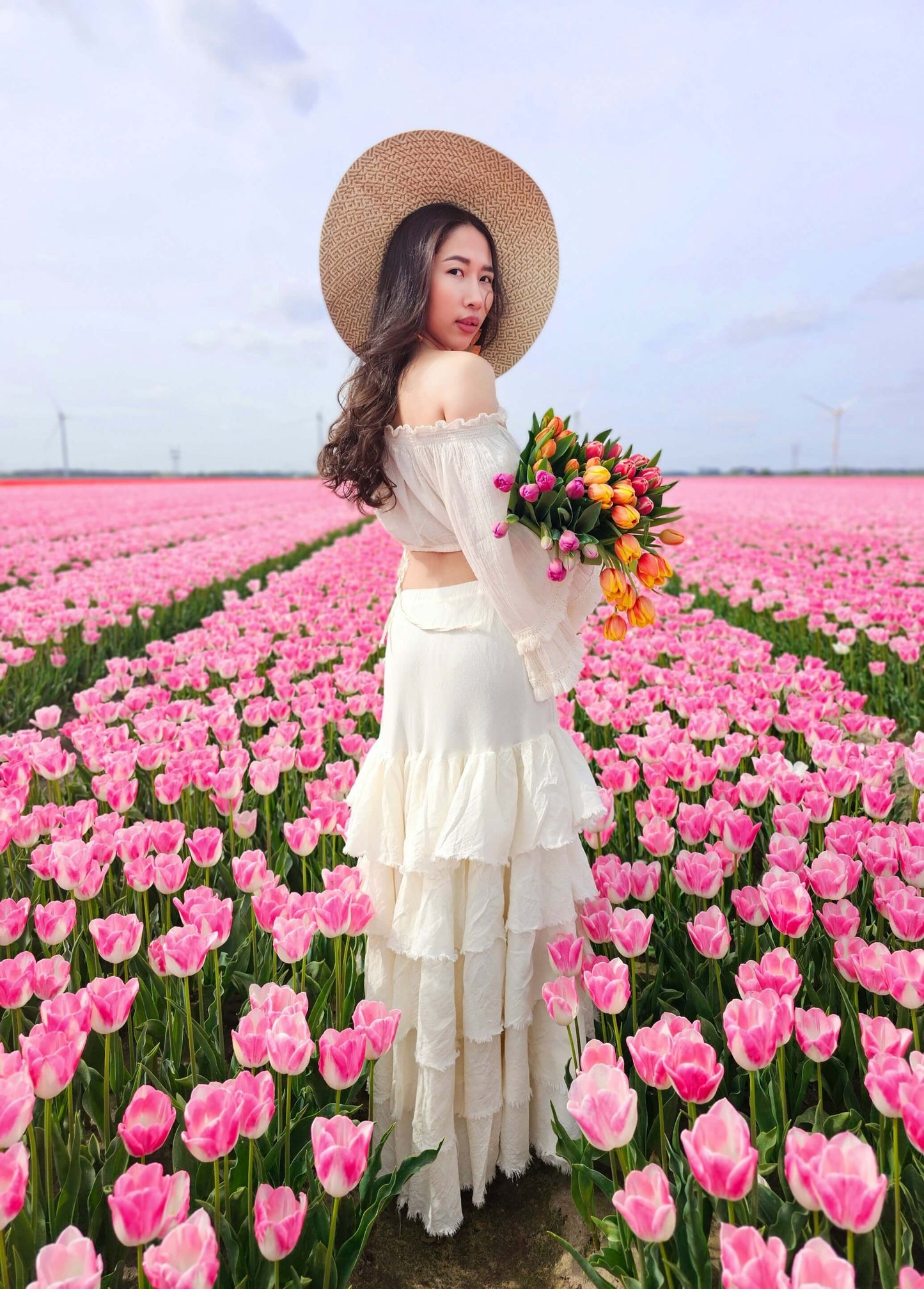 Unbleached-Voluminous-Multi-tiered-Cotton-Skirt