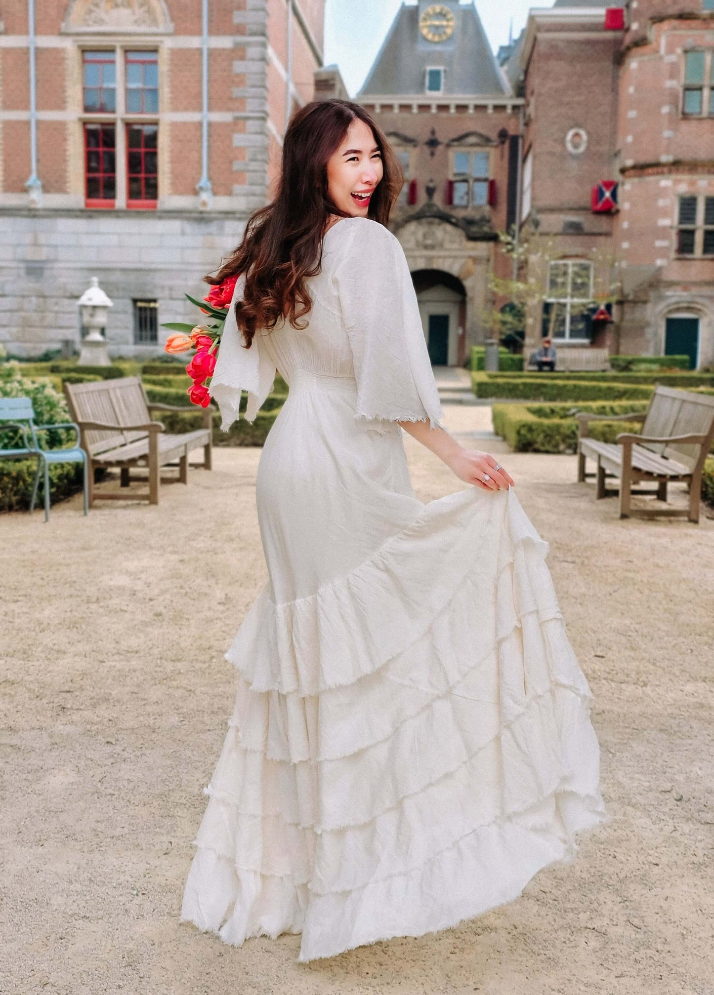 Voluminous-Ruffle-Layer-VNeck-Maxi-Dress