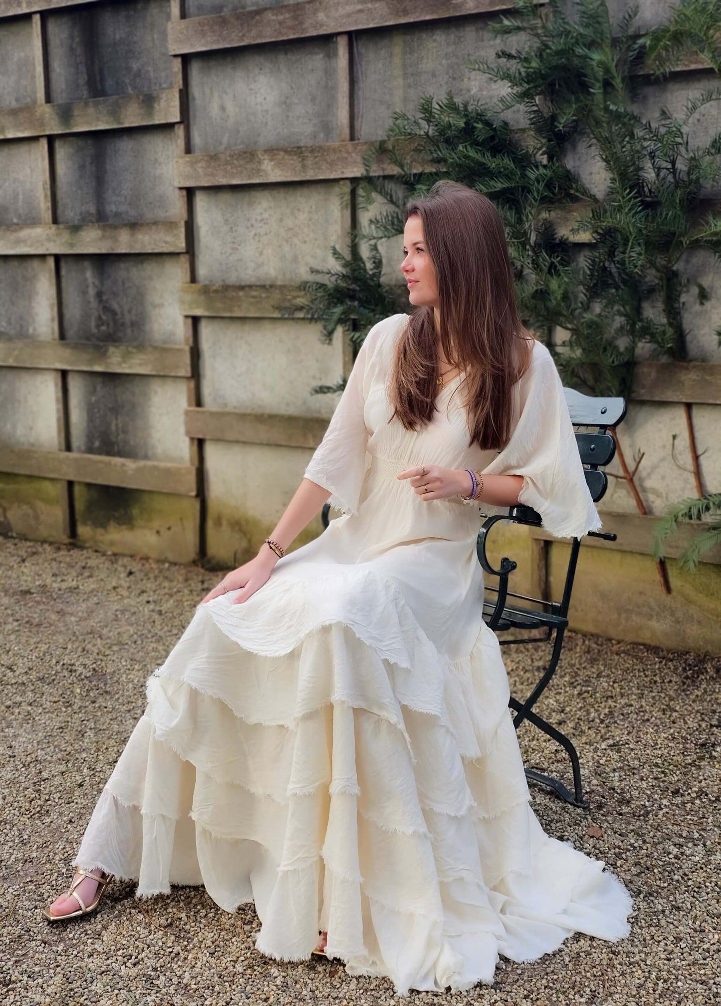 Voluminous-Ruffle-Layer-VNeck-Maxi-Dress
