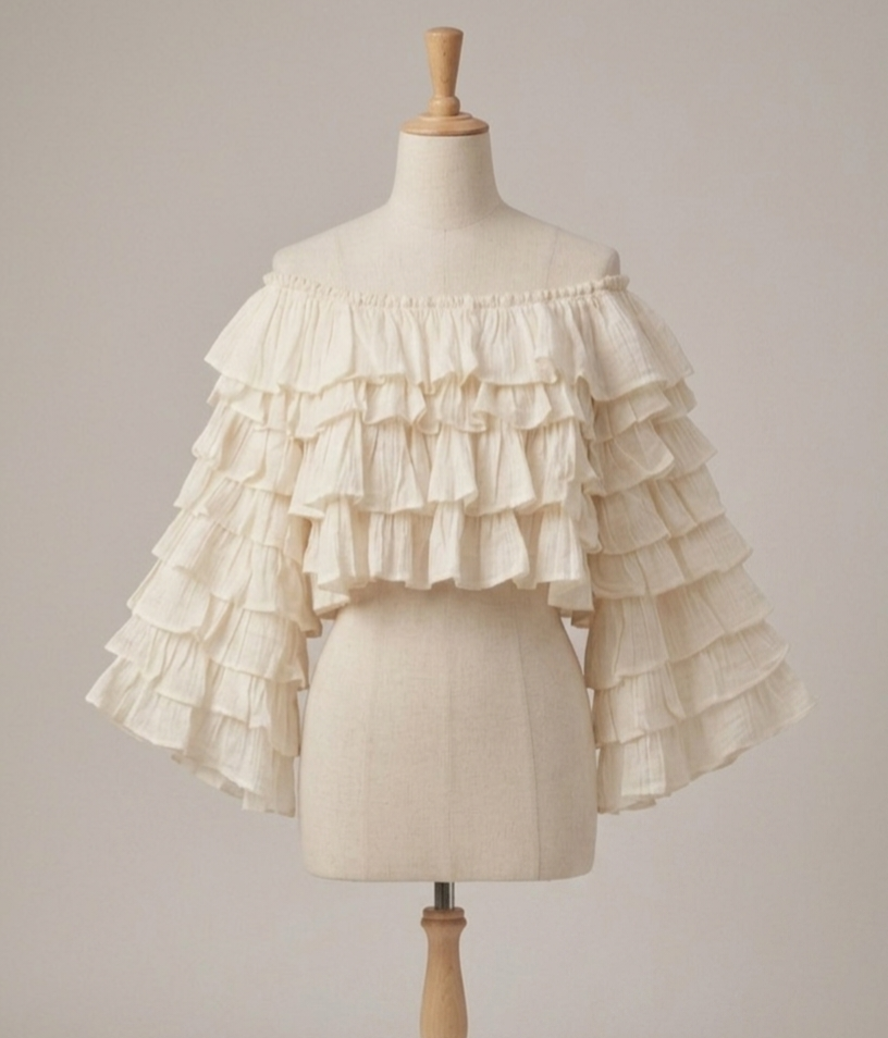 Long-Sleeve Ruffled Crop Top