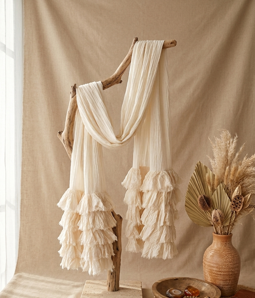 Voluminous Ruffled Cotton Scarf