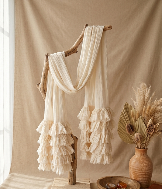 Voluminous Ruffled Cotton Scarf