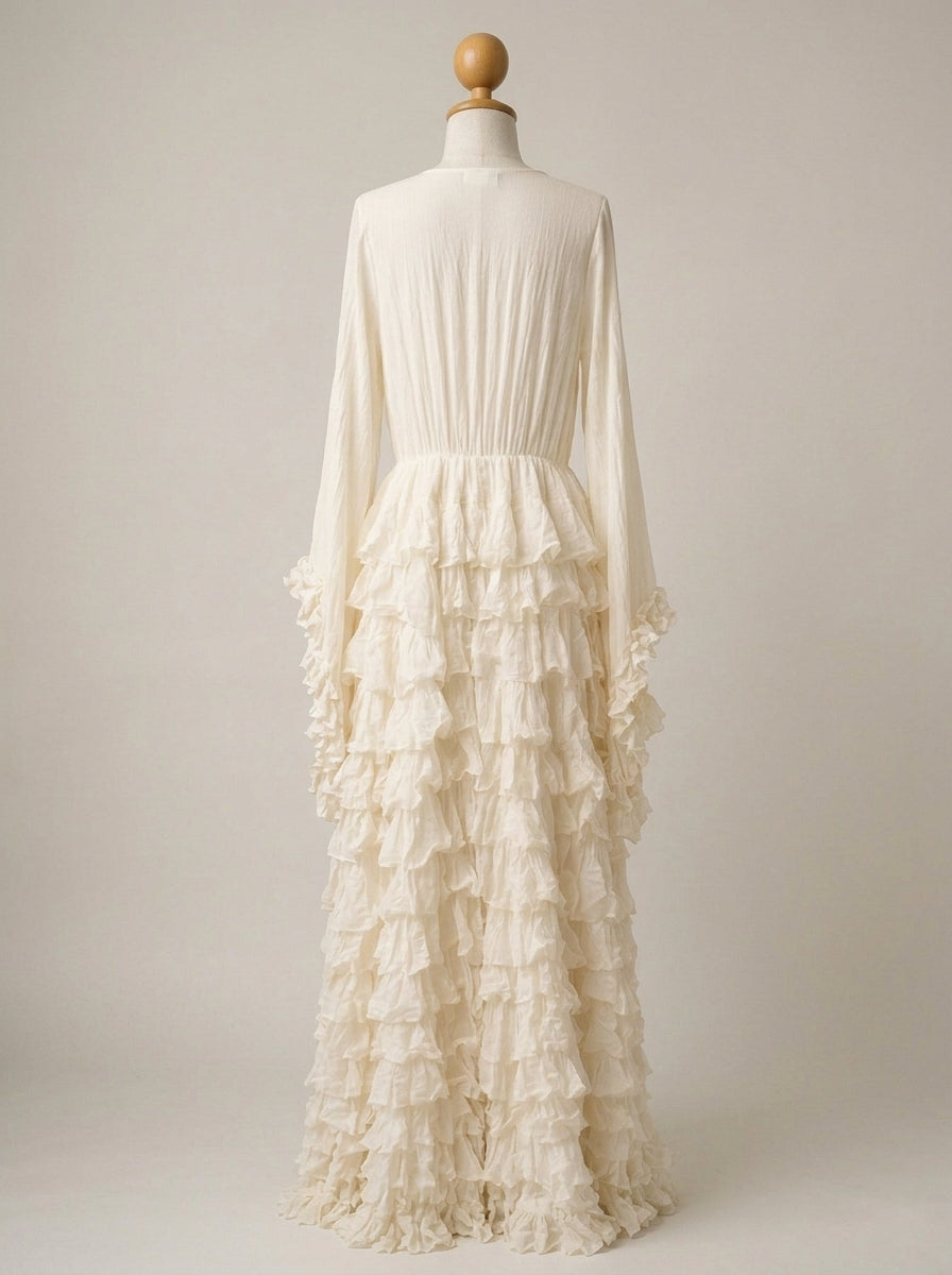 Ruffled Maxi Robe Dress