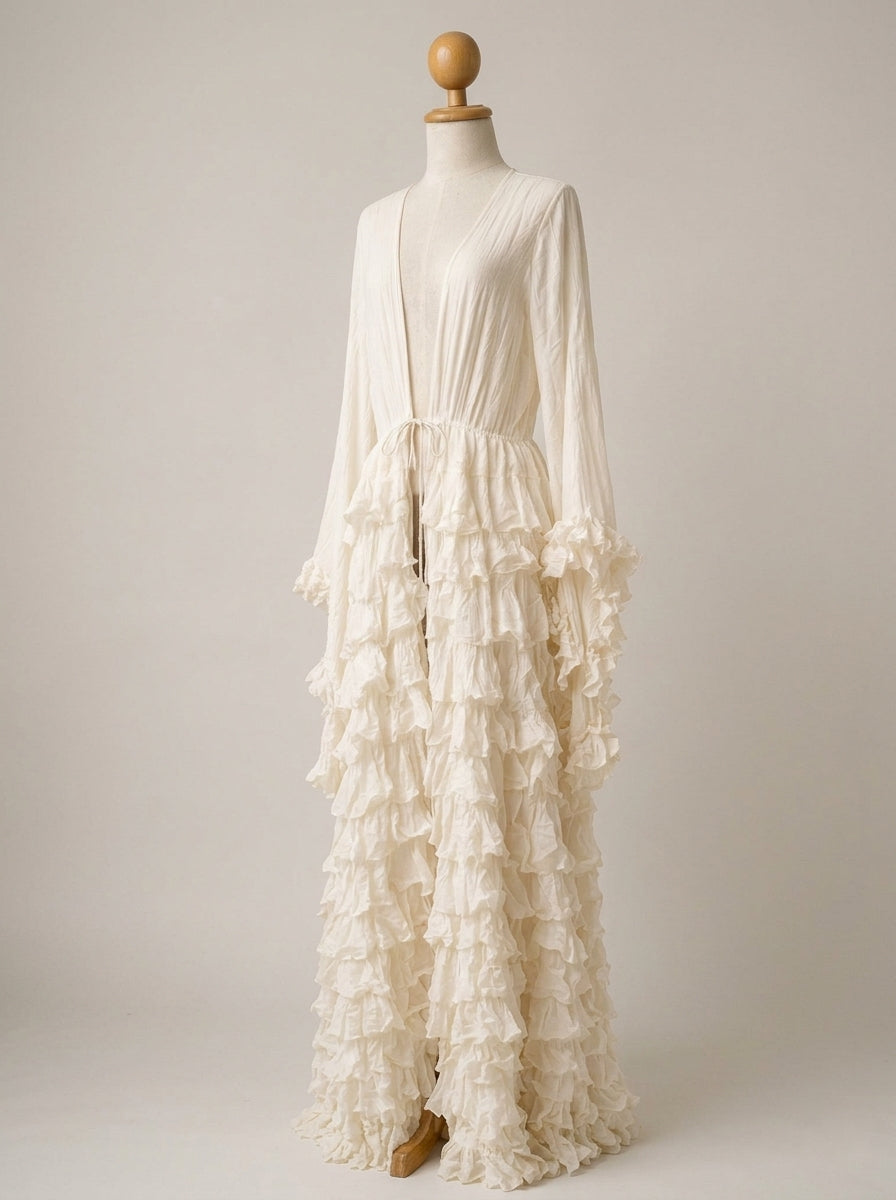 Ruffled Maxi Robe Dress