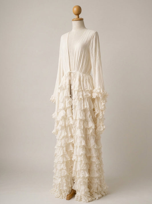 Ruffled Maxi Robe Dress