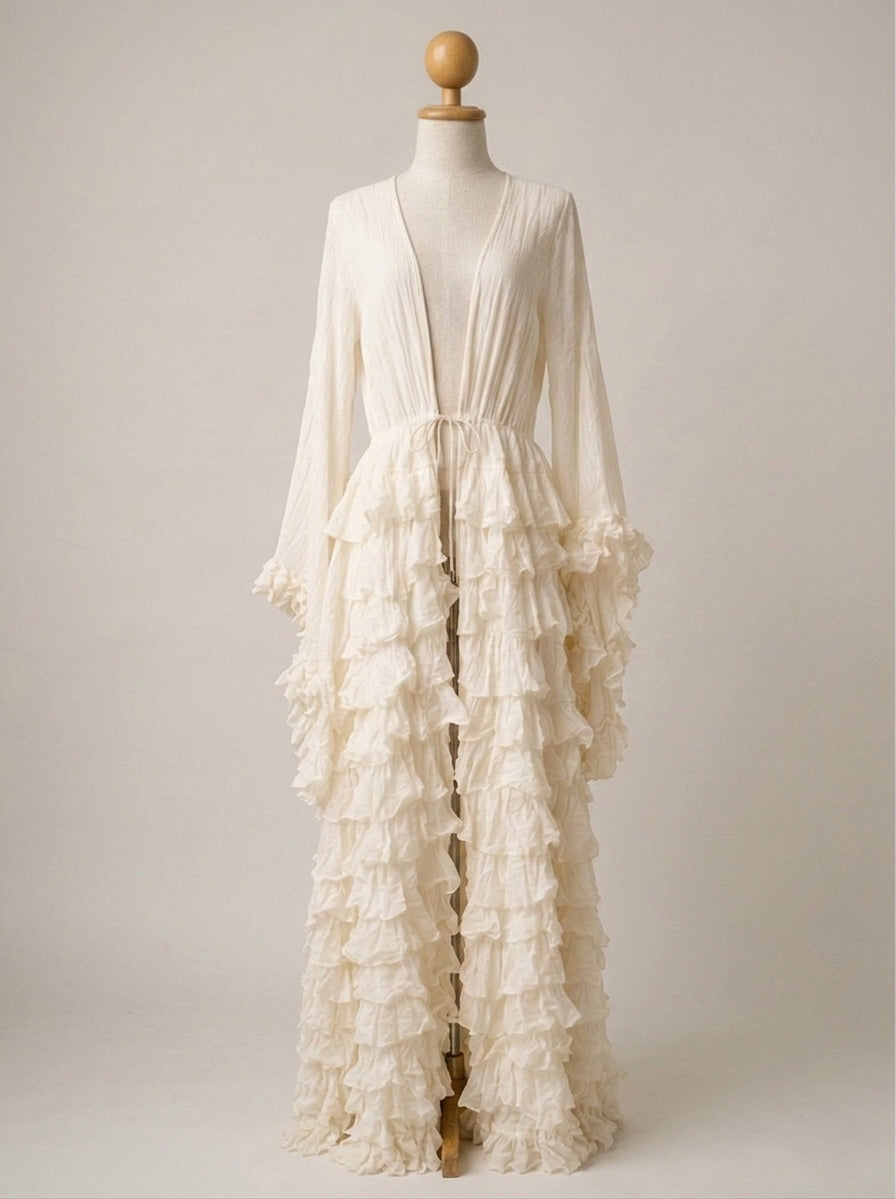 Ruffled Maxi Robe Dress