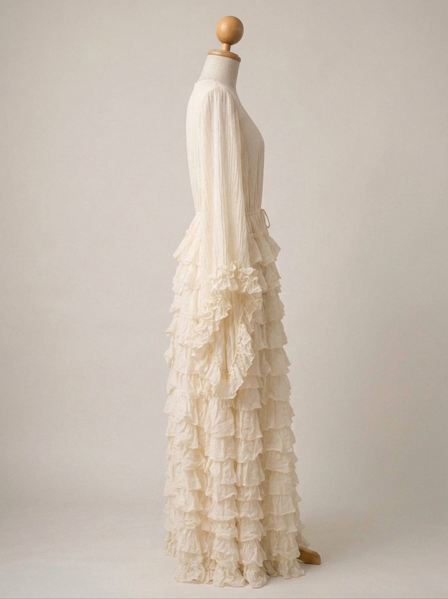 Ruffled Maxi Robe Dress