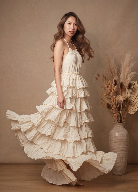 Ruffled Spaghetti Strap Maxi Dress