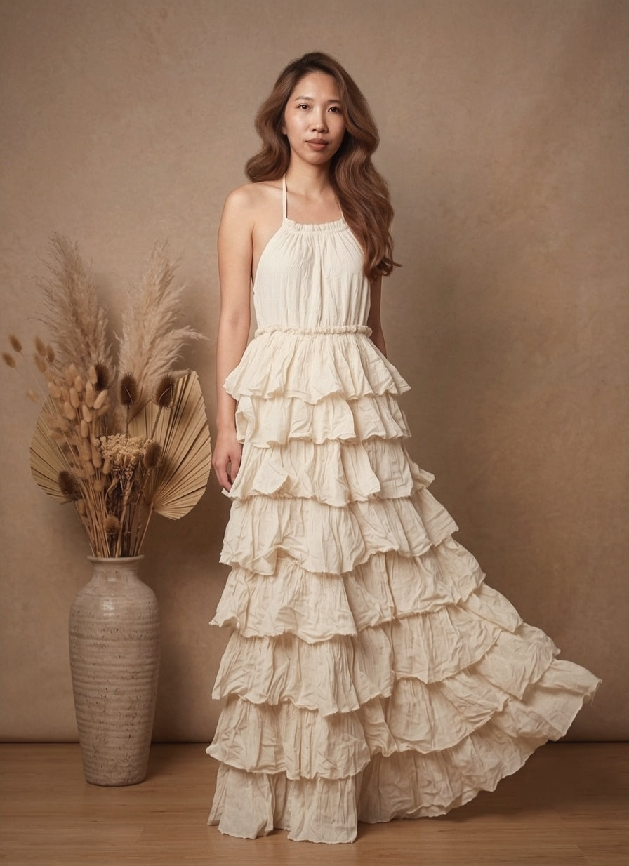 Ruffled Spaghetti Strap Maxi Dress