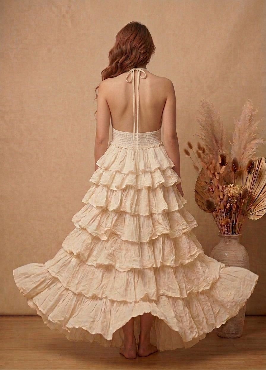 Ruffled Spaghetti Strap Maxi Dress