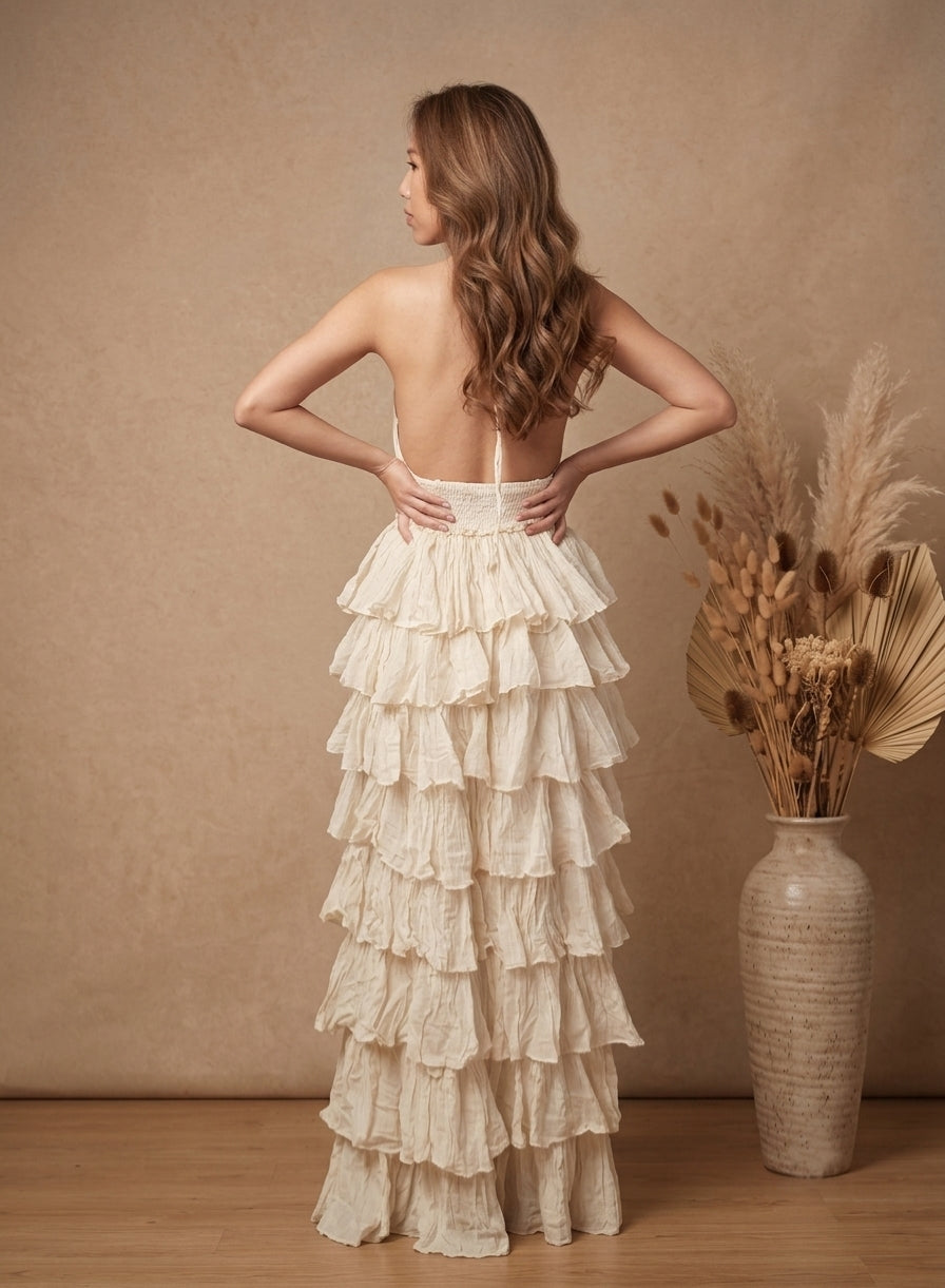 Ruffled Spaghetti Strap Maxi Dress