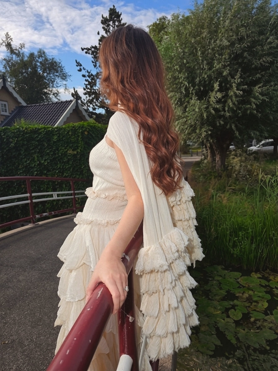 Voluminous Ruffled Cotton Scarf