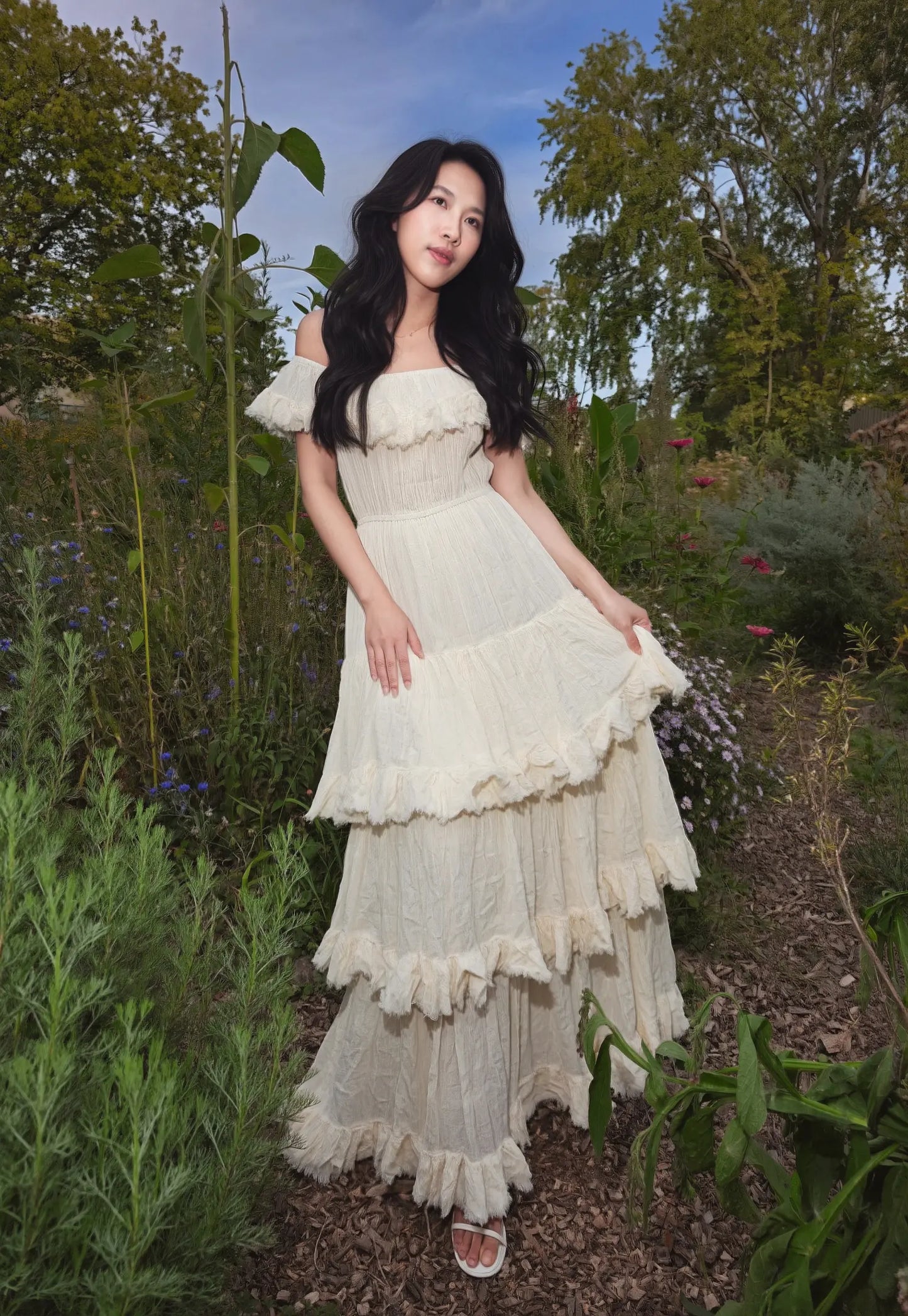 Off-Shoulder Tiered Maxi Dress