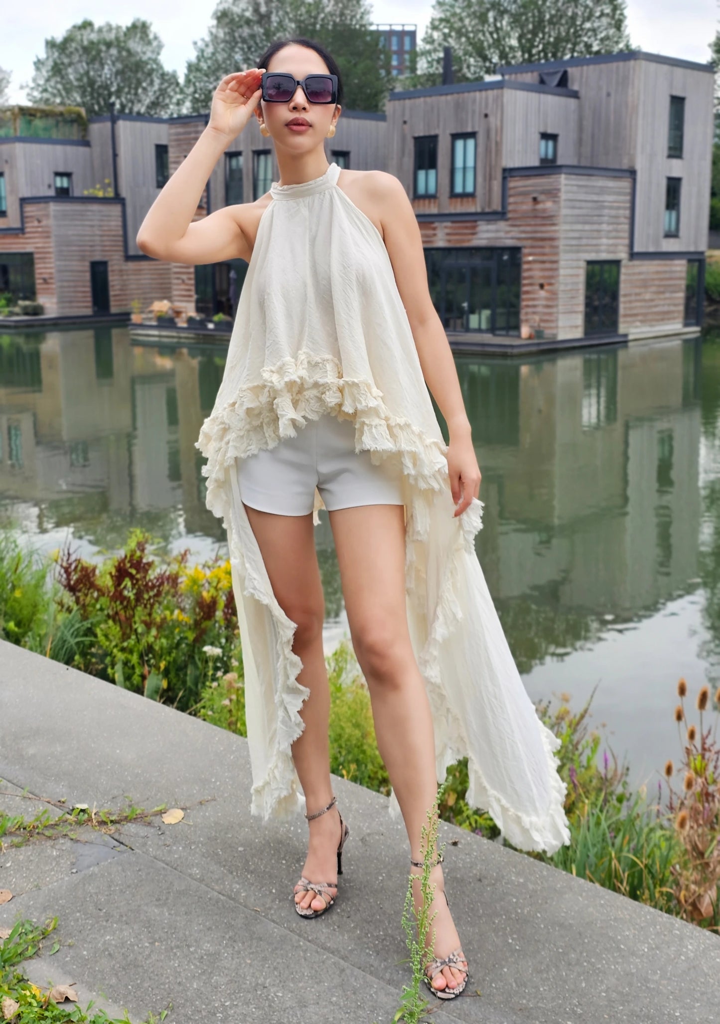 Asymmetrical Bow-Tie Halter Top