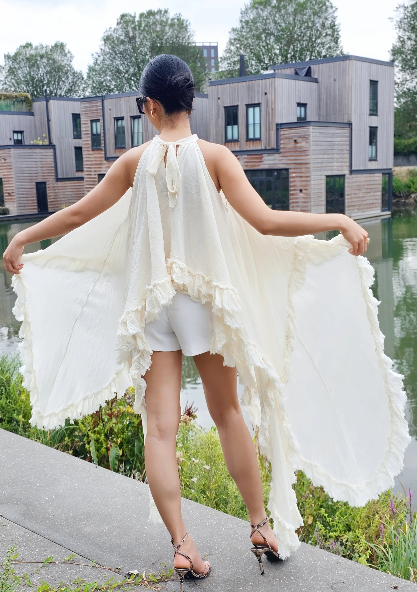 Asymmetrical Bow-Tie Halter Top