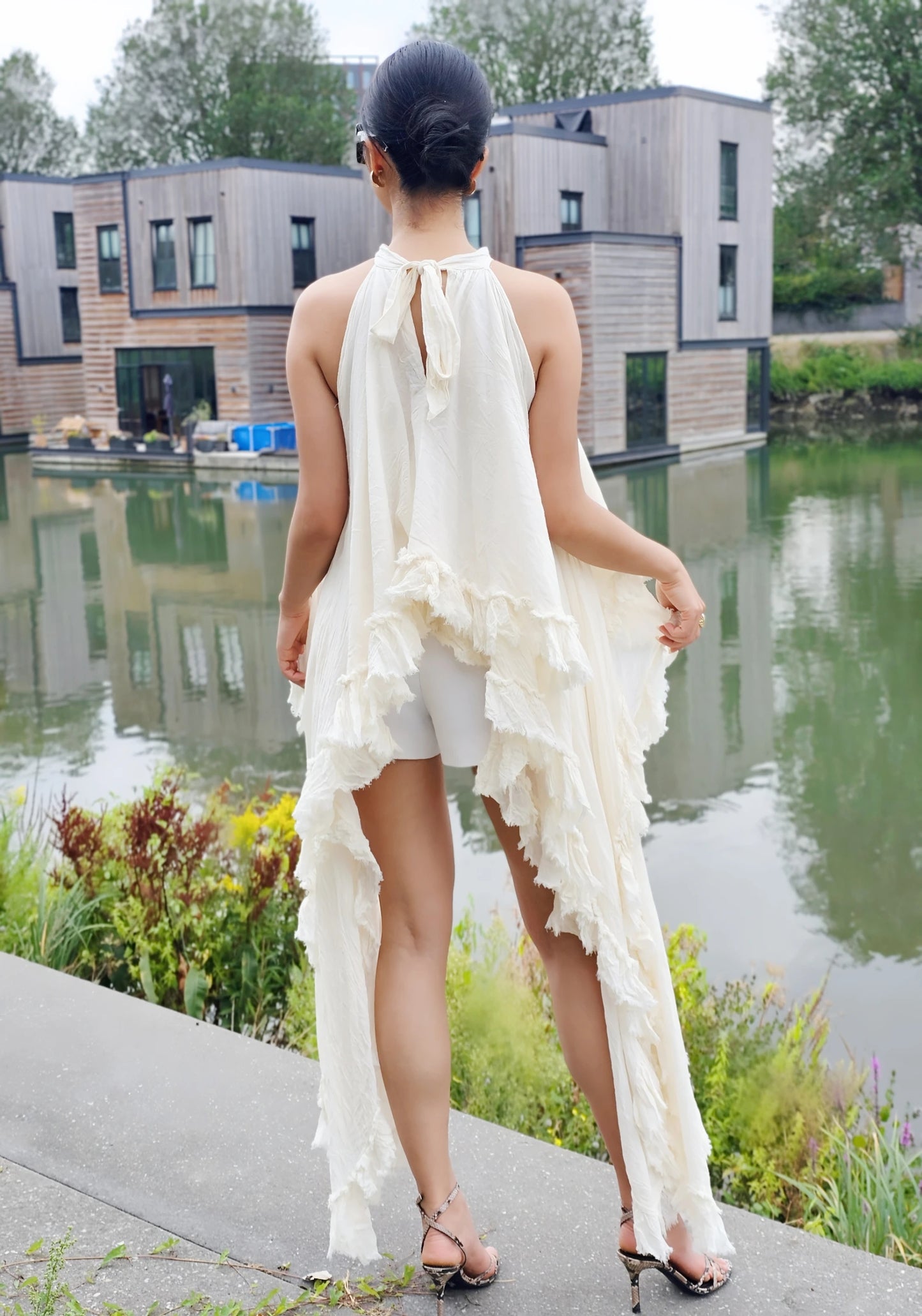 Asymmetrical Bow-Tie Halter Top