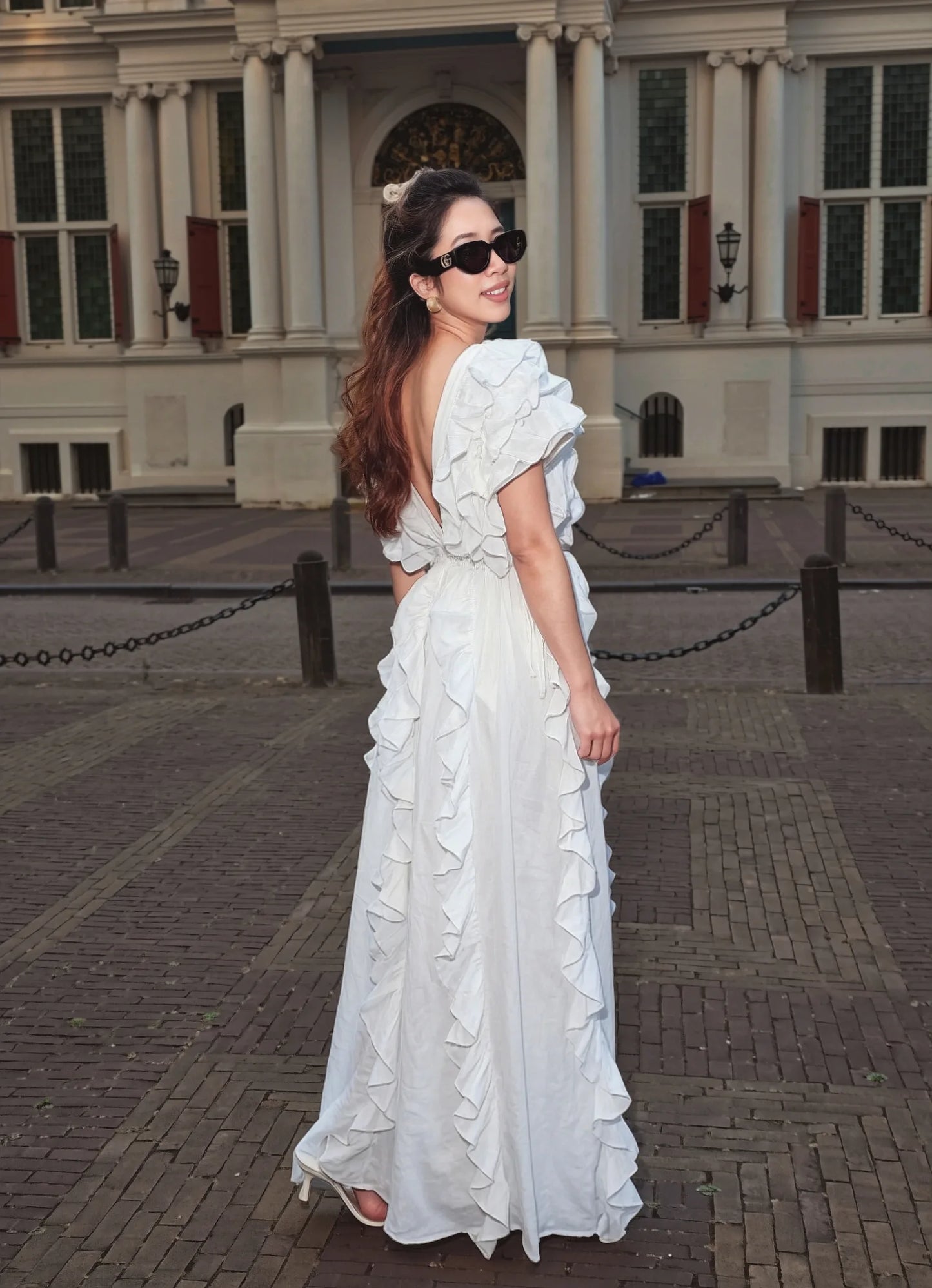 Cut-Out Ruffle Maxi Dress