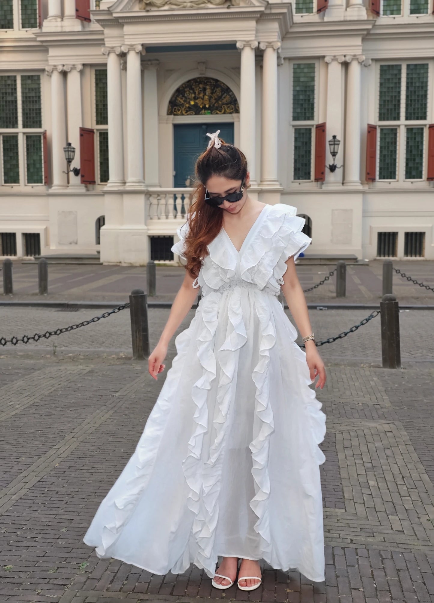 Cut-Out Ruffle Maxi Dress