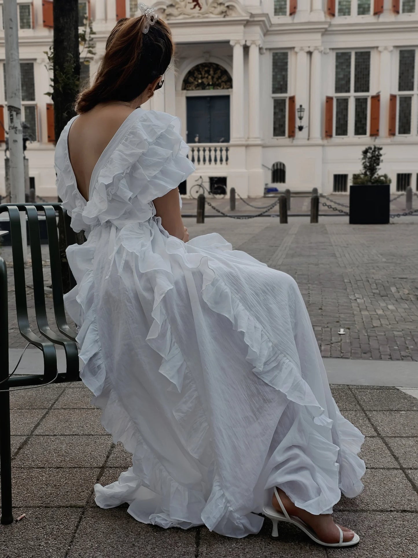 Cut-Out Ruffle Maxi Dress