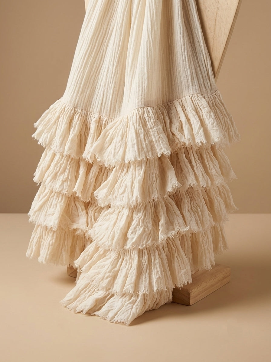 Voluminous Ruffled Cotton Scarf