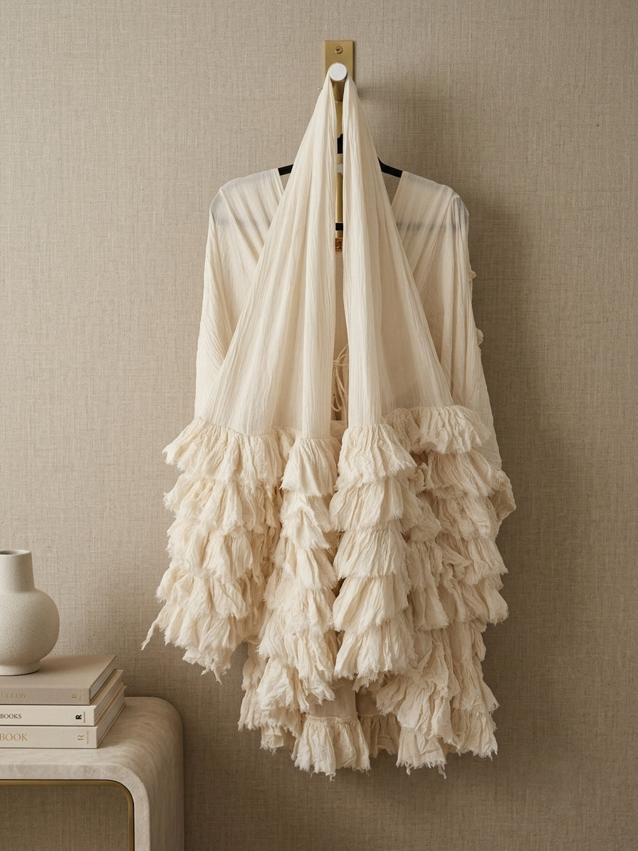 Voluminous Ruffled Cotton Scarf
