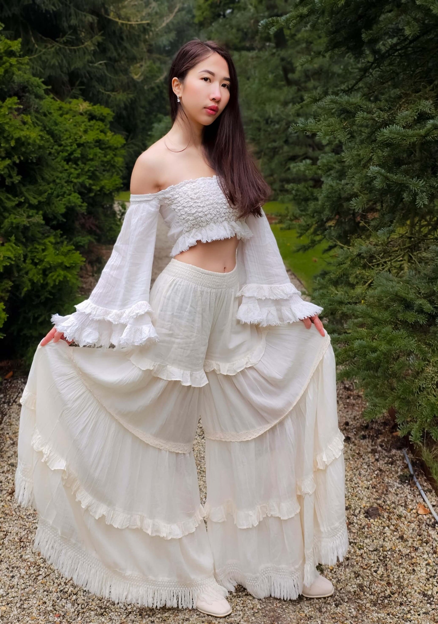 Ruffle-Off-shoulder-Crop-top