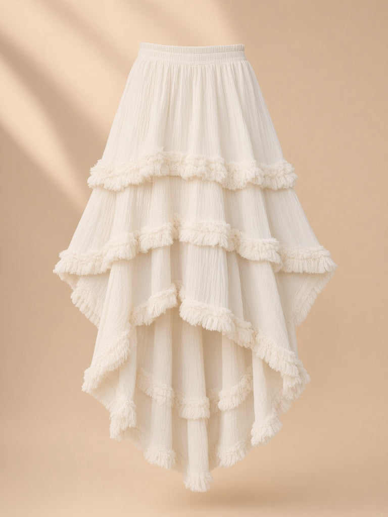 Cascade Multi-Tiered Asymmetrical Skirt