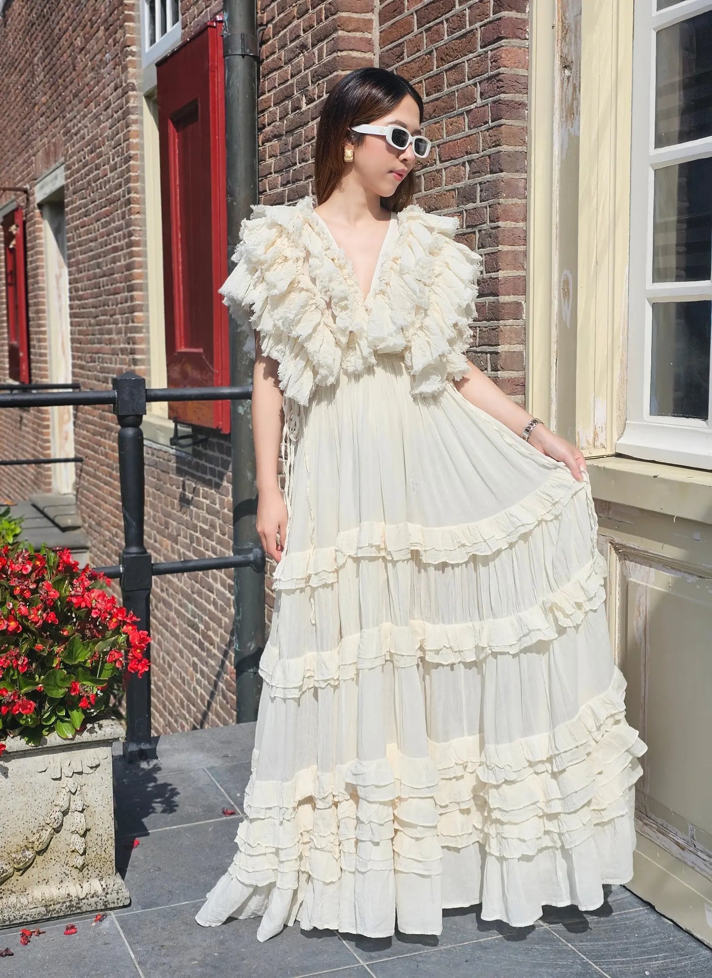 Voluminous Ruffled  Maxi Dress