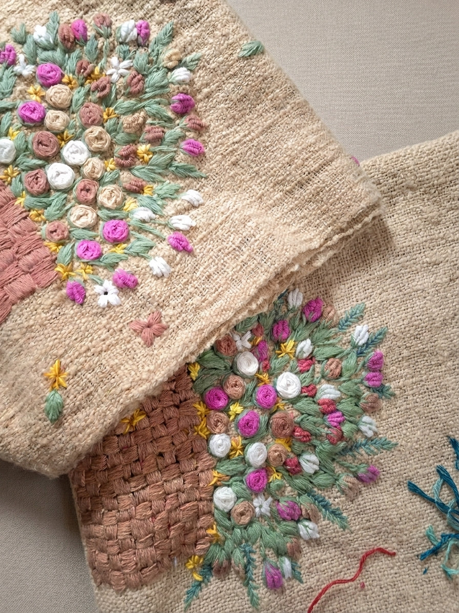 Beige Handwoven Cotton Scarf