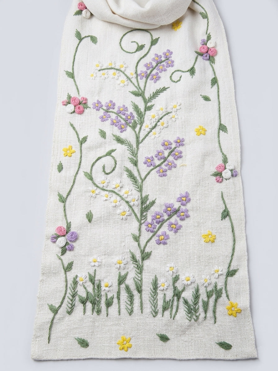 White Handwoven Cotton Scarf