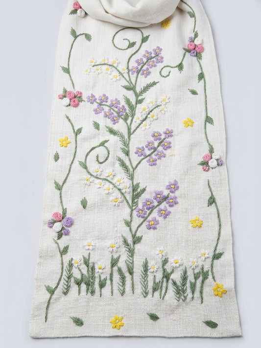 White Handwoven Cotton Scarf